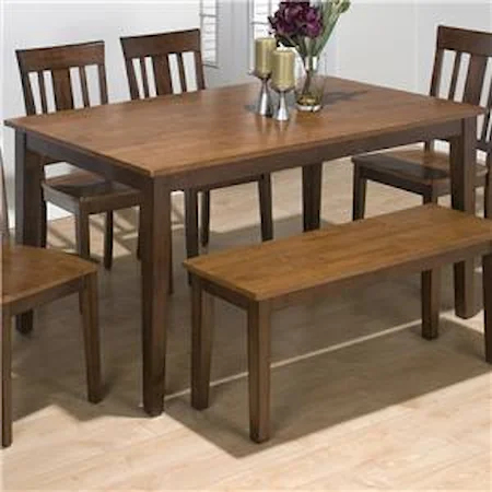 Two-Tone Solid Rubberwood Rectangular Table with Sabre Legs