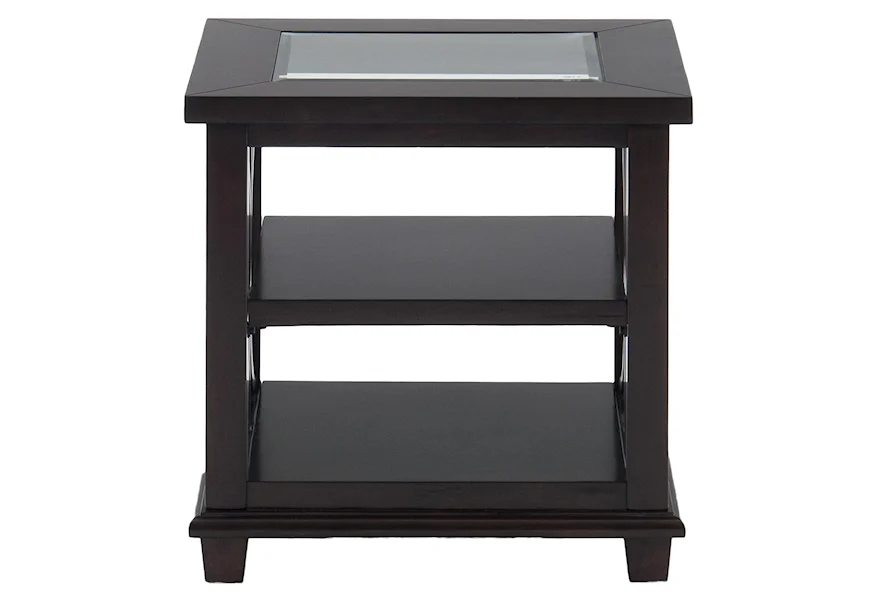 Panama Brown End Table w/ Glass Top by Jofran at VanDrie Home Furnishings