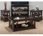 Jofran Panama Brown Sofa Table w/ Glass Top