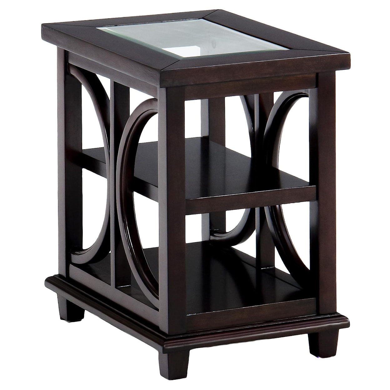 Jofran Panama Brown Chairside Table w/ Glass Top