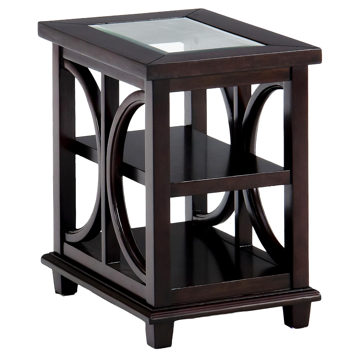 VFM Signature Panama Brown Chairside Table w/ Glass Top
