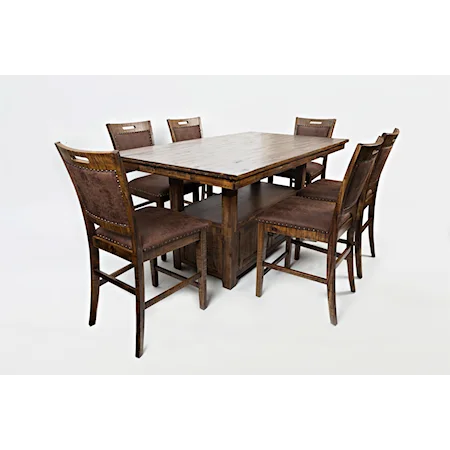 5 Piece Table and 4 Stool Set with High/Low Adjustable Table