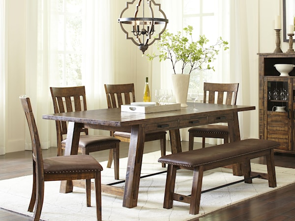 Trestle Dining Table and Chair/Bench Set