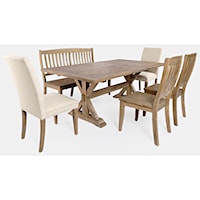 6-Piece Farmhouse Dining Table Bench and Chair Set