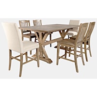 Farmhouse 7-Piece Counter Table and Stool Set