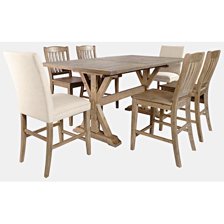 Farmhouse 7-Piece Counter Table and Stool Set