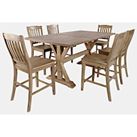 Farmhouse 7-Piece Counter Table and Stool Set