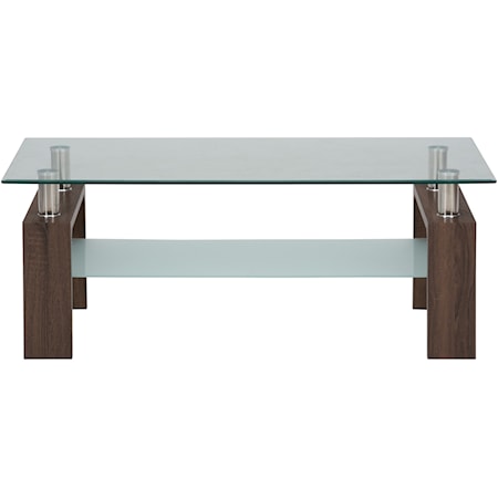 Contemporary Cocktail Table with Glass Top