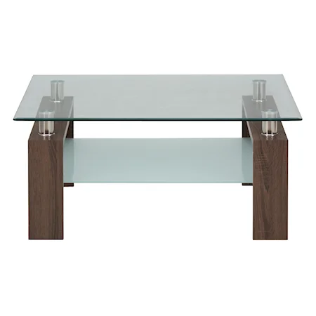 Contemporary Square Cocktail Table Glass Top