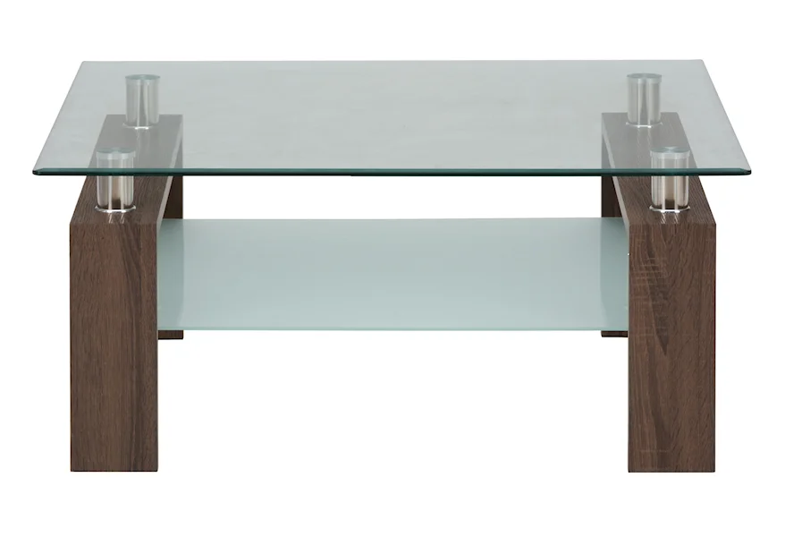 Compass Square Cocktail Table Glass Top by Jofran at Furniture and ApplianceMart