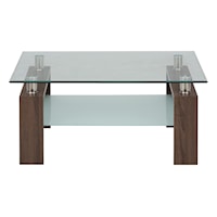 Contemporary Square Cocktail Table Glass Top