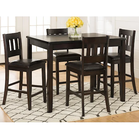 Dark Rustic Prairie Counter Height Table and Four Stools