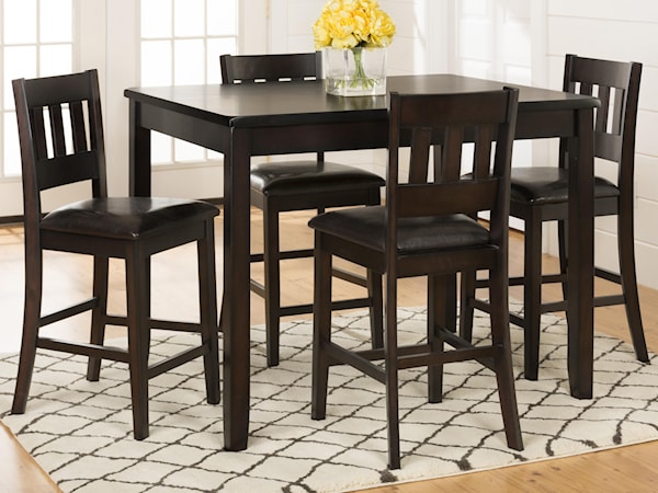 Dark Rustic Prairie Counter Height Table Set