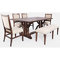 6-Piece Dining Table and Chair Set with Bench