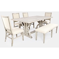 6-Piece Dining Table and Chair Set with Bench