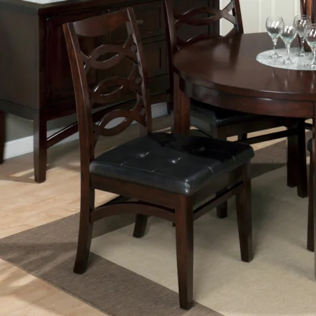 Shaped Stretcher Side Chair with Tufted Seat Cushion