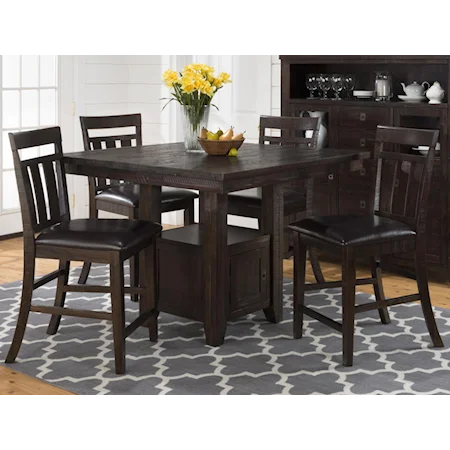 Counter Table with Storage Base and Chairs Set