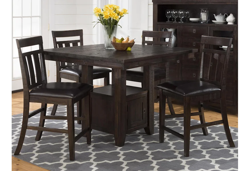Kona Grove Counter Table w/ Storage Base and Chairs Set by Jofran at Stoney Creek Furniture 