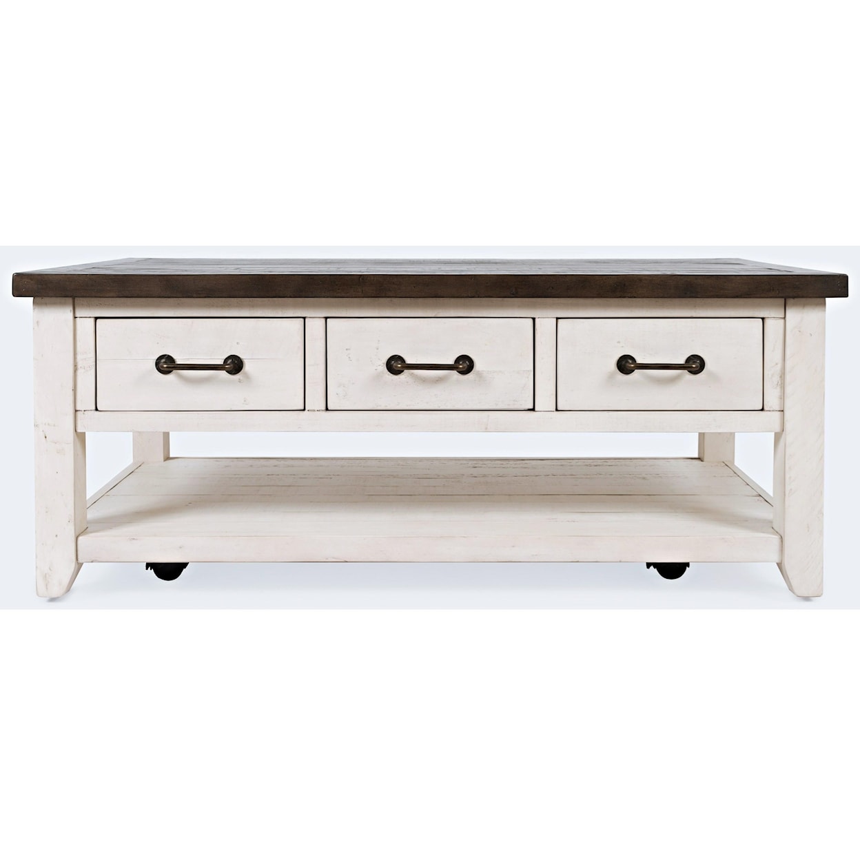 Jofran Canton White Banton 3 Drawer Cocktail Table-Vintage White