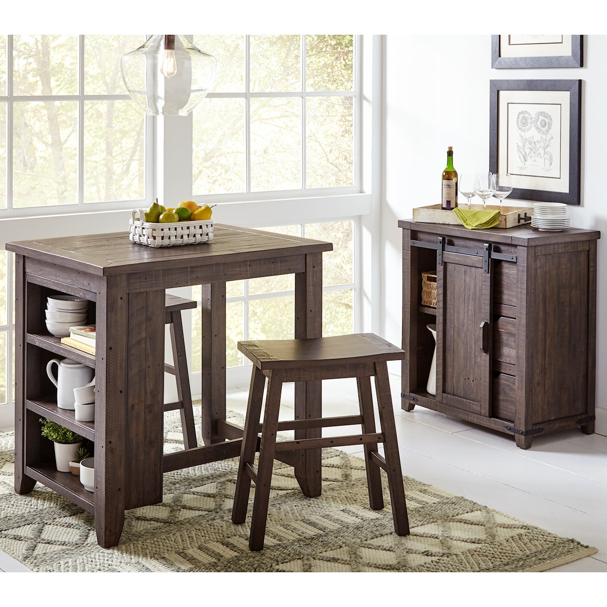 Jofran Madison County 3 Piece Counter Height Table Set