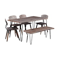 60" Dining Table with 4 Chairs and Bench