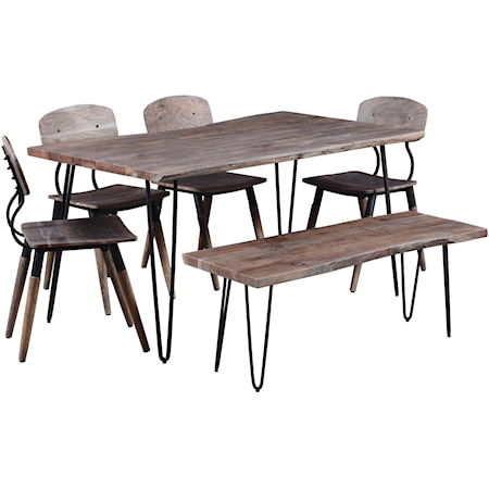 60&quot; Dining Table with 4 Chairs and Bench