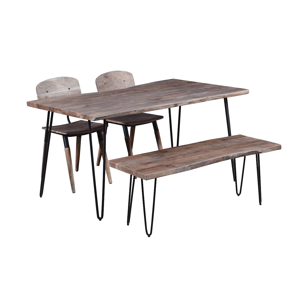 Jofran Nature's Edge 60" Dining Table with 2 Chairs and Bench