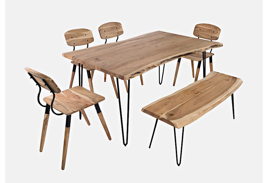 Nature's Edge 60" Dining Table with 4 Chairs and Bench by Jofran at Jofran