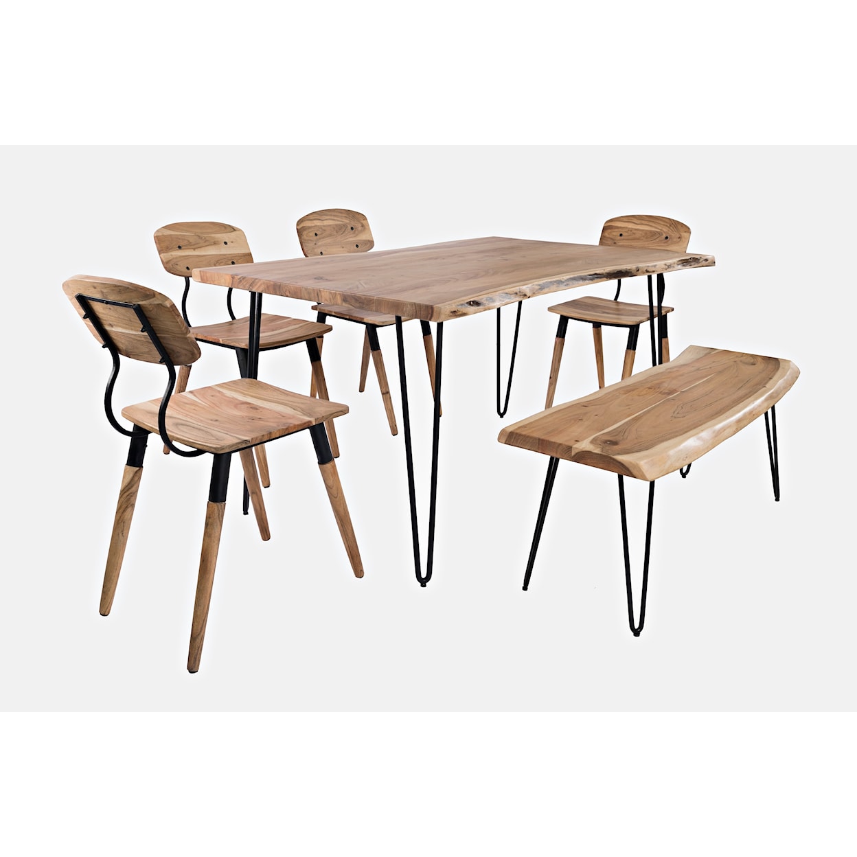 Jofran Arborist 60" Dining Table with 4 Chairs and Bench