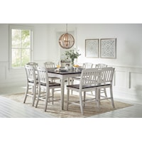 Counter Height Dining Table with 6 Chairs and Bench