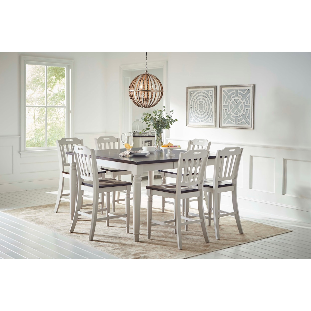 Jofran Orchard Park Counter Height Dining Table with 8 Chairs