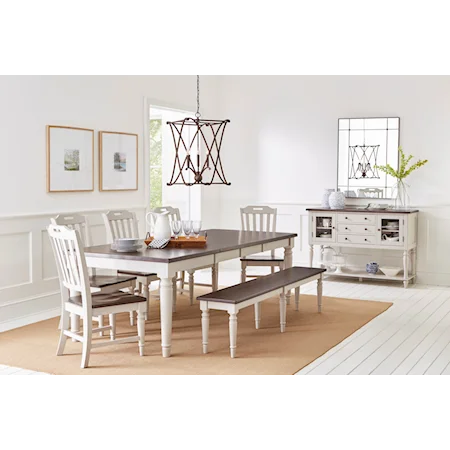 Dining Table with 6 Chairs and Bench