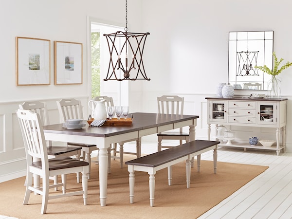 Dining Table with 6 Chairs and Bench