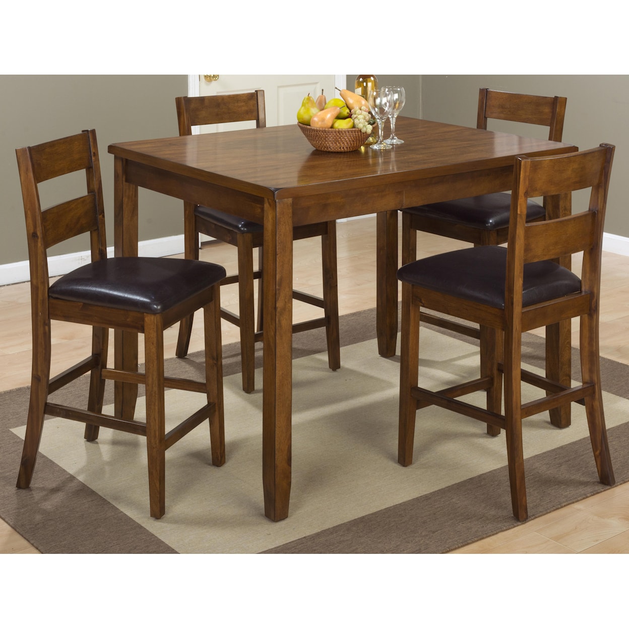 Jofran Plantation Plantation Counter Height Table and 4 Stools