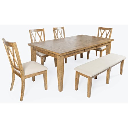 6-Piece Table and Chair Set with Bench