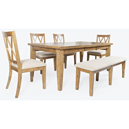 6-Piece Table and Chair Set with Bench