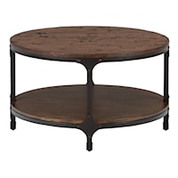 Round Cocktail Table with Steel and Pine Construction