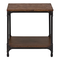 Square End Table with Steel and Pine Construction
