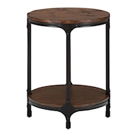 Round Chairside Table with Steel and Pine Construction