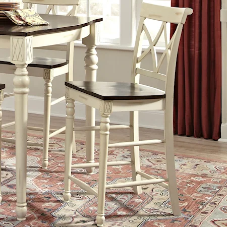 Cathedral Bar Stool with Two-Toned Finsh