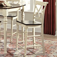 Cathedral Bar Stool with Two-Toned Finsh