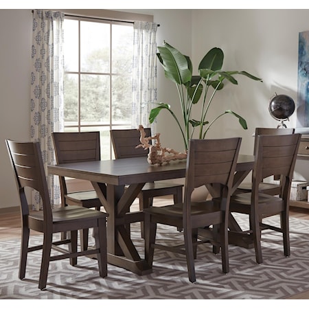 Mission Dining Table and Chair Set with Trestle Table