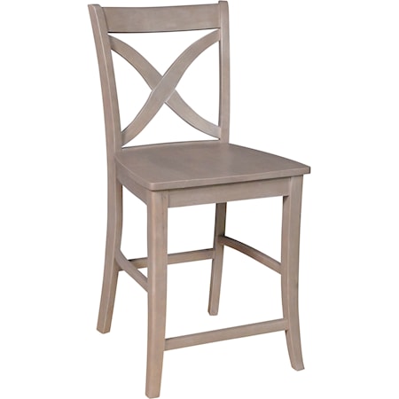 Transitional Salerno Stool with Curved "X"-Back