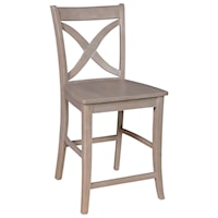 Transitional Salerno Stool with Curved "X"-Back