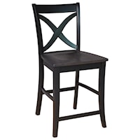 Transitional Salerno Stool with Curved "X"-Back