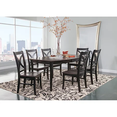 Transitional 7-Piece Extension Table and Chair Set