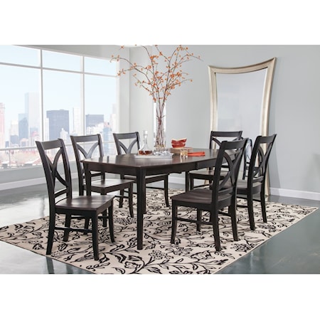 Transitional 7-Piece Extension Table and Chair Set