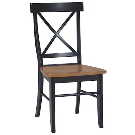 Traditional X-Back Dining Chair in Cherry / Black