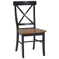 Traditional X-Back Dining Chair in Cherry / Black