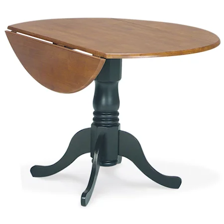 Transitional 42" Round Drop Leaf Pedestal Table